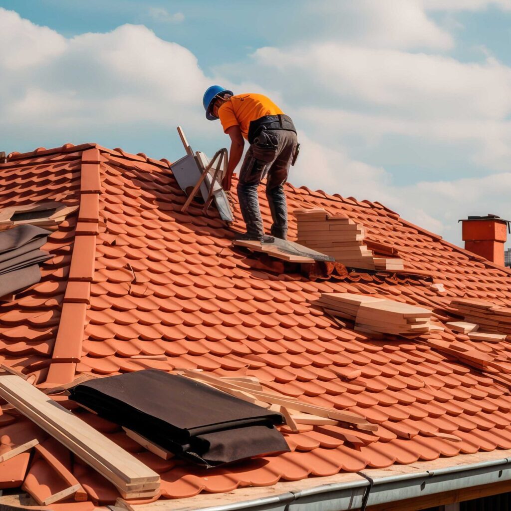 A man working on roof