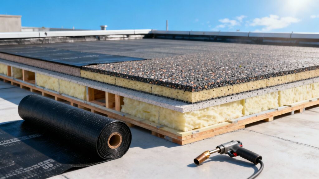 An inspector examining the exterior wall of a commercial building