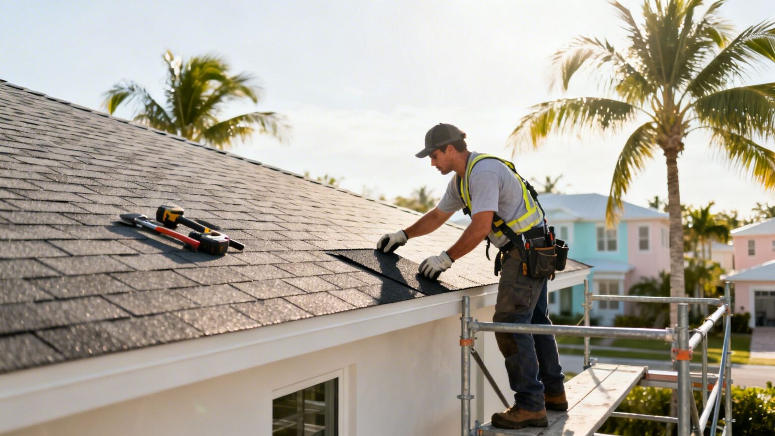 A high-quality asphalt shingle roof installation